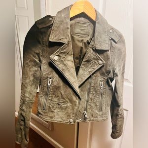 Moto suede dark green jacket